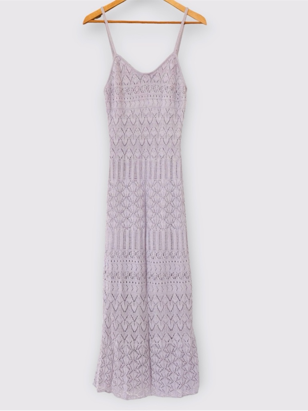 REVOLVE Style Lavender Crochet Knit Midi Slip Dress Boho Resort Summer
